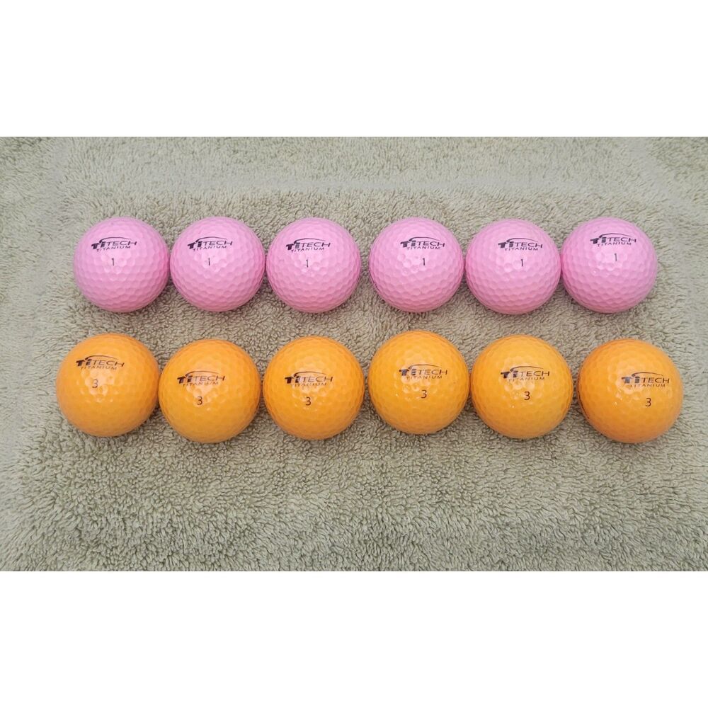 TiTech Titanium TI Distance Women's Golf Balls Set 12 Pink Orange Breast Cancer